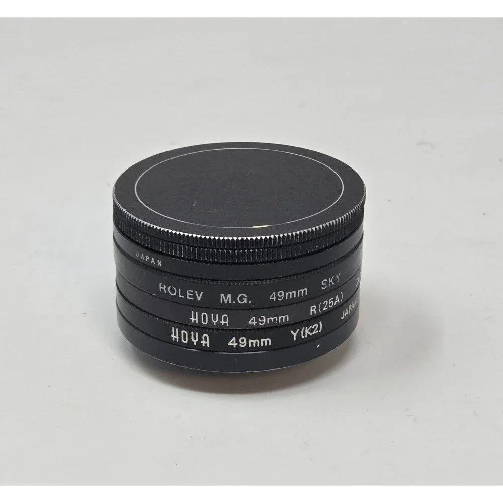 Hoya 49mm Camera Filter Set Y-K2 R25A Polarizer + Rolev SKY Vintage Film Japan